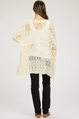 Cream Open Knit Long Maternity Cardigan