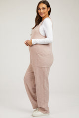 Light Pink Scoop Neck Sleeveless Maternity Jumpsuit