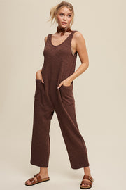 Brown Scoop Neck Sleeveless Jumpsuit