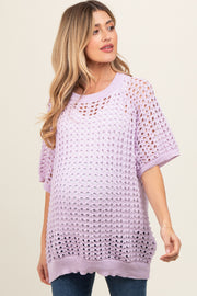 Lavender Fishnet Knit Maternity Top