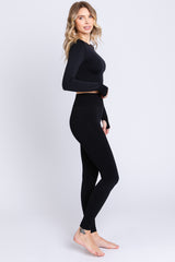 Black Cropped Long Sleeve Active Set