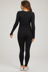 Black Cropped Long Sleeve Maternity Active Set