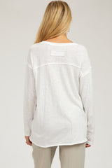 White Mineral Wash Front Pocket Long Sleeve Maternity Top