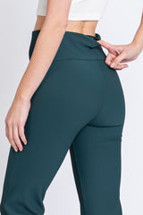 Forest Green Ribbed Flared Leggings