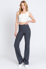 Charcoal Ribbed Flared Leggings