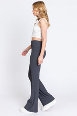 Charcoal Ribbed Flared Leggings