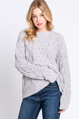 Grey Cable Knit Maternity Sweater