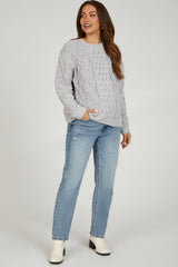 Grey Cable Knit Maternity Sweater