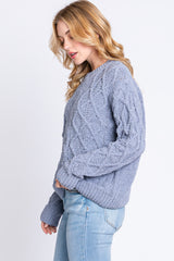 Blue Cable Knit Sweater