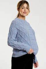 Blue Cable Knit Maternity Sweater