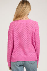 Fuchsia Diamond Open Knit Maternity Top