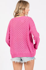 Fuchsia Diamond Open Knit Top