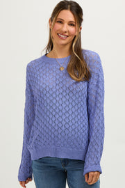 Periwinkle Diamond Open Knit Maternity Top