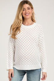 White Diamond Open Knit Maternity Top