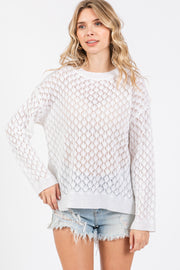 White Diamond Open Knit Top