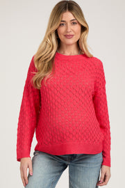 Red Diamond Open Knit Maternity Top