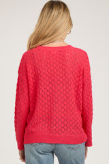 Red Diamond Open Knit Maternity Top