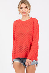 Red Diamond Open Knit Maternity Top