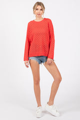 Red Diamond Open Knit Top