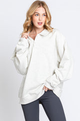 Cream Collared Pullover Maternity Sweatshirt