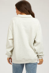 Cream Collared Pullover Maternity Sweatshirt