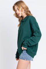 Hunter Green Collared Pullover Sweatshirt