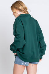 Hunter Green Collared Pullover Sweatshirt