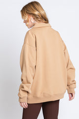 Taupe Collared Pullover Sweatshirt