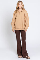 Taupe Collared Pullover Sweatshirt