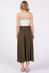 Olive Fold-Over Maxi Skirt