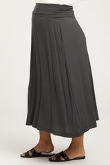 Charcoal Fold-Over Maternity Maxi Skirt