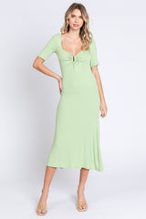 Kiwi Lime U Notched Midi Dress