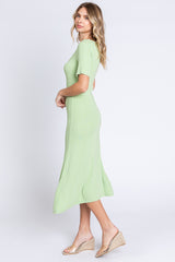 Kiwi Lime U Notched Midi Dress