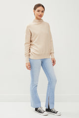 Beige Soft Knit Mock Neck Sweater