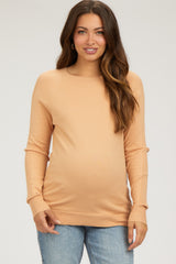 Peach Knit Long Sleeve Maternity Top