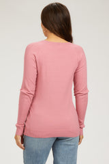 Mauve Knit Long Sleeve Maternity Top