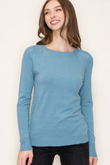 Blue Knit Long Sleeve Top