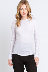 Ivory Knit Long Sleeve Round Hem Maternity Top