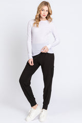 Ivory Knit Long Sleeve Round Hem Top