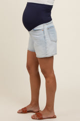 Light Denim Maternity Shorts