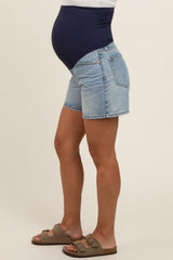 Light Wash Denim Maternity Shorts