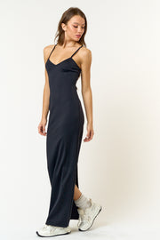 Black Soft Stretch Knit Maxi Dress