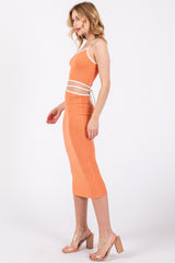 Orange Contrast Trim Sleeveless Crop Skirt