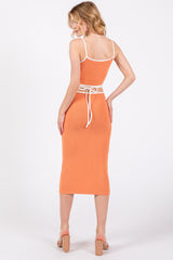 Orange Contrast Trim Sleeveless Crop Skirt