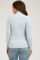 Light Blue Soft Turtle Neck Maternity Top