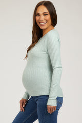 Mint Ribbed Long Sleeve Maternity Top