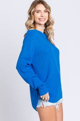 Royal Blue Knit Pullover Sweater