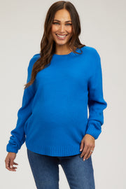 Royal Blue Knit Pullover Maternity Sweater