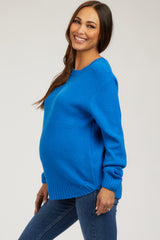 Royal Blue Knit Pullover Maternity Sweater