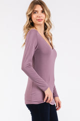 Mauve V-Neck Long Sleeve Top